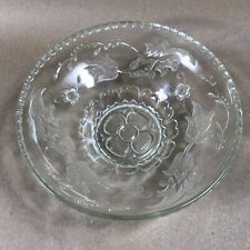 Vintage Embossed Floral Glass Fruit Bowl
