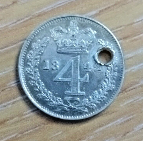 1842 maundy four pence silver - maundy,