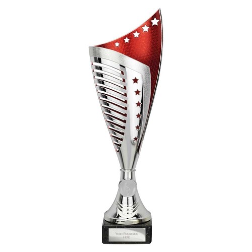 Large cup silver red nebula - large, silver/red