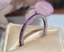 Vintage Estate Solid 950 Platinum Ruby Eternity Band Ring SZ 7