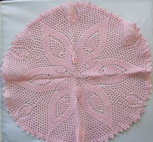 Vintage crochet pink doily