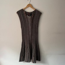 The Sweater Shop Knee Length Brown Boho Style Knitted Dress Wool Blend Size L