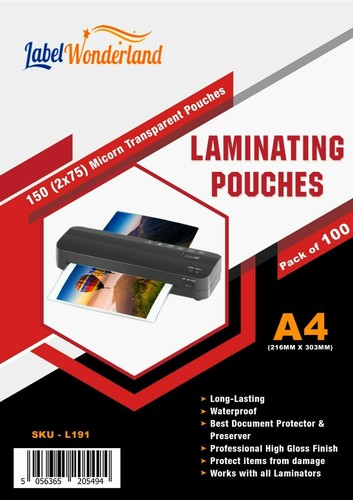 100 laminating pouches - 100, a4