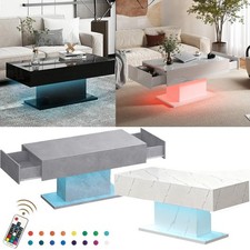 High Gloss LED Coffee Table Cocktail Center Table Modern Living Room Rectangle