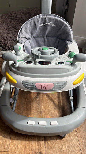 Grey baby walker with - baby, steering