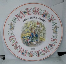 Vintage Wedgewood Peter Rabbit  Merry Christmas  1990 Plate 