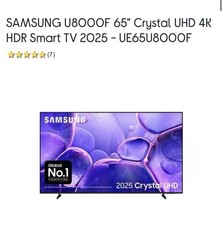 Samsung Galaxy UE65U8000F Smart TV 65" Crystal UHD 4K HDR 2025 Model