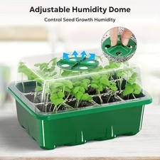 Plastic Seed Starter Tray with Adjustable Humidity Dome - No Electricity Needed.