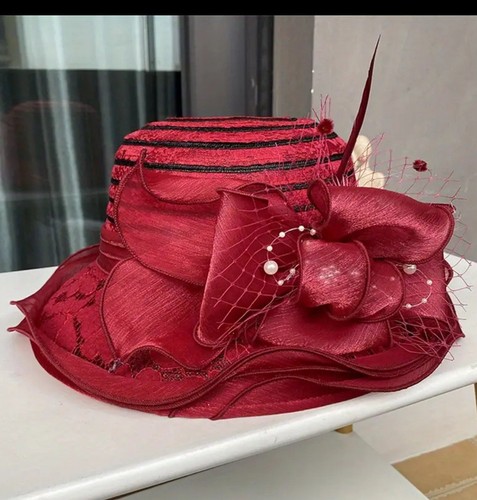 Ladies hat bright red easter - ladies,