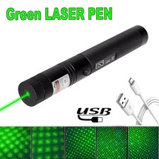 2000Miles Strong Beam Green Laser Pointer Pen Lazer Torch USB Rechargeable UK