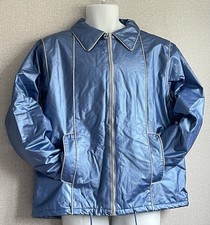 Vintage 80s Kenn Sporn for Wippette Blue Vinyl Raincoat PVC Jacket – New Size L