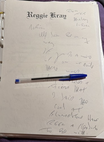 Reggie kray hand - reggie, written