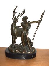Bronze & Marble Sculpture of Diana the Huntress - Goddess of the Hunt
