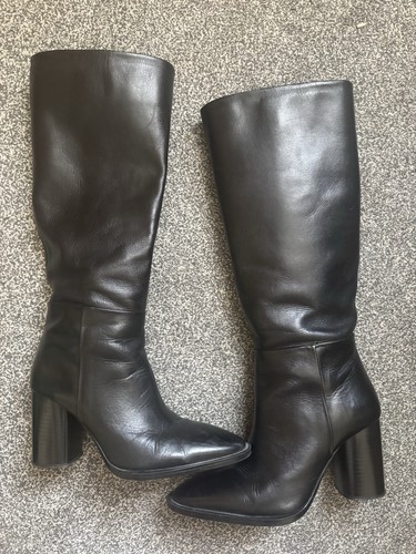 Zara black leather knee - leather, high