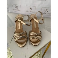 Marks & Spencers Gold Strappy High Heeled Shoes. Size 5.5 Eu 39 New With tags.