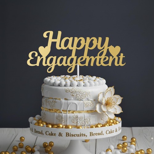Happy engagement cake topper - happy,