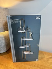 NEXT Marble Effect 4 Tier Corner Wall Shelf Shelves Multi Level Gold - BNIB
