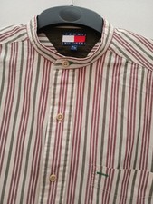 Tommy Hilfiger Long Sleeve Shirt Mandarin Collar Medium Logo on the Hem P2P 25".