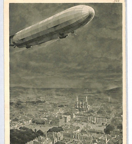 Zeppelin ww1 postcard uber - postcard, *uber