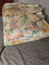 VINTAGE SANDERSON Yellow green CURTAINS & TIE BACKS 84W 86L FABRIC MATERIAL