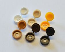 Screw Caps - Hinged Fold Over Covers WHITE BLACK YELLOW - Add on Screws if reqd