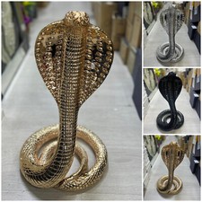 Large Italian Luxury Cobra Snake Ornament BLACK GOLD SILVER Romany Animal NEW