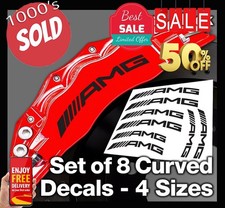 8 x AMG Mercedes Brake Caliper Decal Stickers HIGH Temp Black Curved