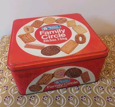 Vintage Huntley & Palmers Family Circle Biscuit Tin Assorted