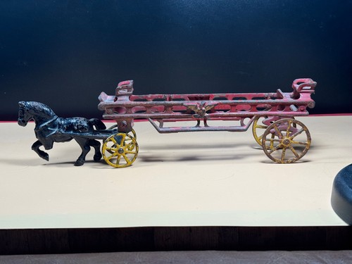 Vintage cast iron horse drawn - cast,