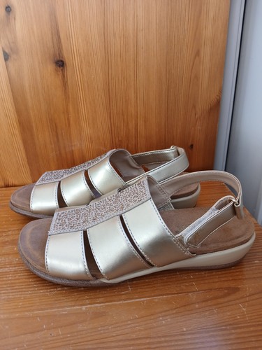 Hotter gold madrid sandals - gold,