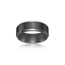 Black Zirconium 8MM Thick Beveled Edge Wedding Band Ring Men's Jewelry - Size 10