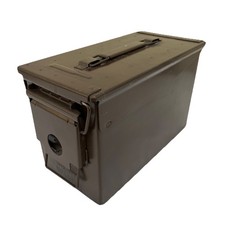 Plain Brown Used .50 Cal Metal Army Ammo Tin Military Ammunition Storage Box