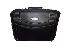 ANTLER Black Leather Laptop/Briefcase Bag Case Zips & Pockets Travel