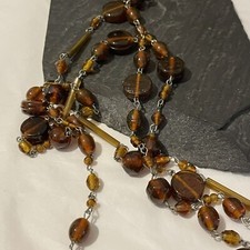 Long Necklace Amber Glass