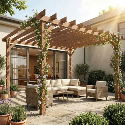 3x3m wooden pergola gazebo - wooden,