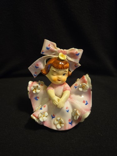 Lefton big bow pink winking - lefton,
