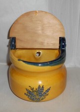 Ceramic Pottery Wall Mountable Salt Pot With Wooden Lid
