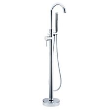 Chrome Modern Freestanding Bath Mixer Tap with Swivel Spout & Handheld Shower