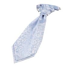 Baby Blue Boys Pre-Tied Scrunchie Cravat Woven Swirl Patterned Wedding by DQT