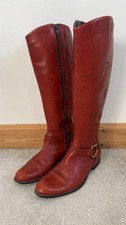 Bertie Womens Leather Knee High Boots Size 6 / 39 Brown Winter Fleece Lined Gold