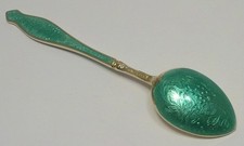 Vintage Norwegian Sterling Silver & Enamel Demitasse Spoon by Gustav Hellstrom