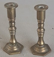 Miniature Brass Candlesticks Vintage Pair Of Candle Holders 5cm Tall 