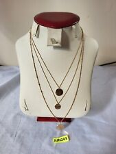 H&M Divided Costume Jewellery Necklace Gold Layered Triple Round Pendant JUN243