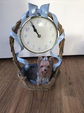 Yorkie Table Clock Blue Ribbon