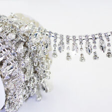 1Yard Rhinestone Fringe Trim Chain Tassel Teardrop Fringe Dress Sewing DIY