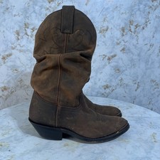 Double H Women's Size 6M Shoes Brown Black Leather Slouch Western Cowboy Boots