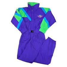 Vintage Fila Ski Suit One Piece 90s Snow Apres Retro Purple Neon Mens Small
