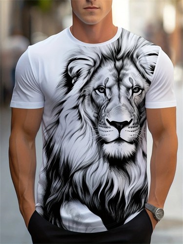 Men lion graphic shirt - t-shirt, 3d