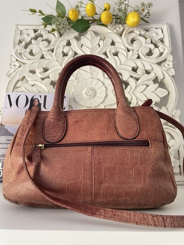Tula croc leather tan - leather, wine