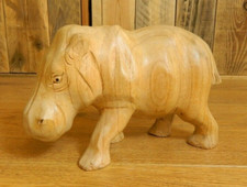 Wooden hippo carving - wooden, 20cm